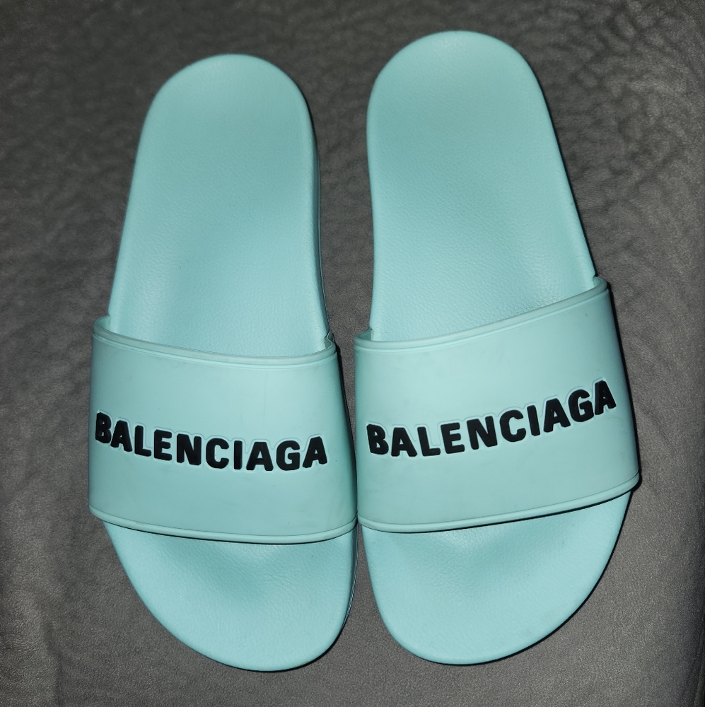 Balenciaga Light Blue Slides